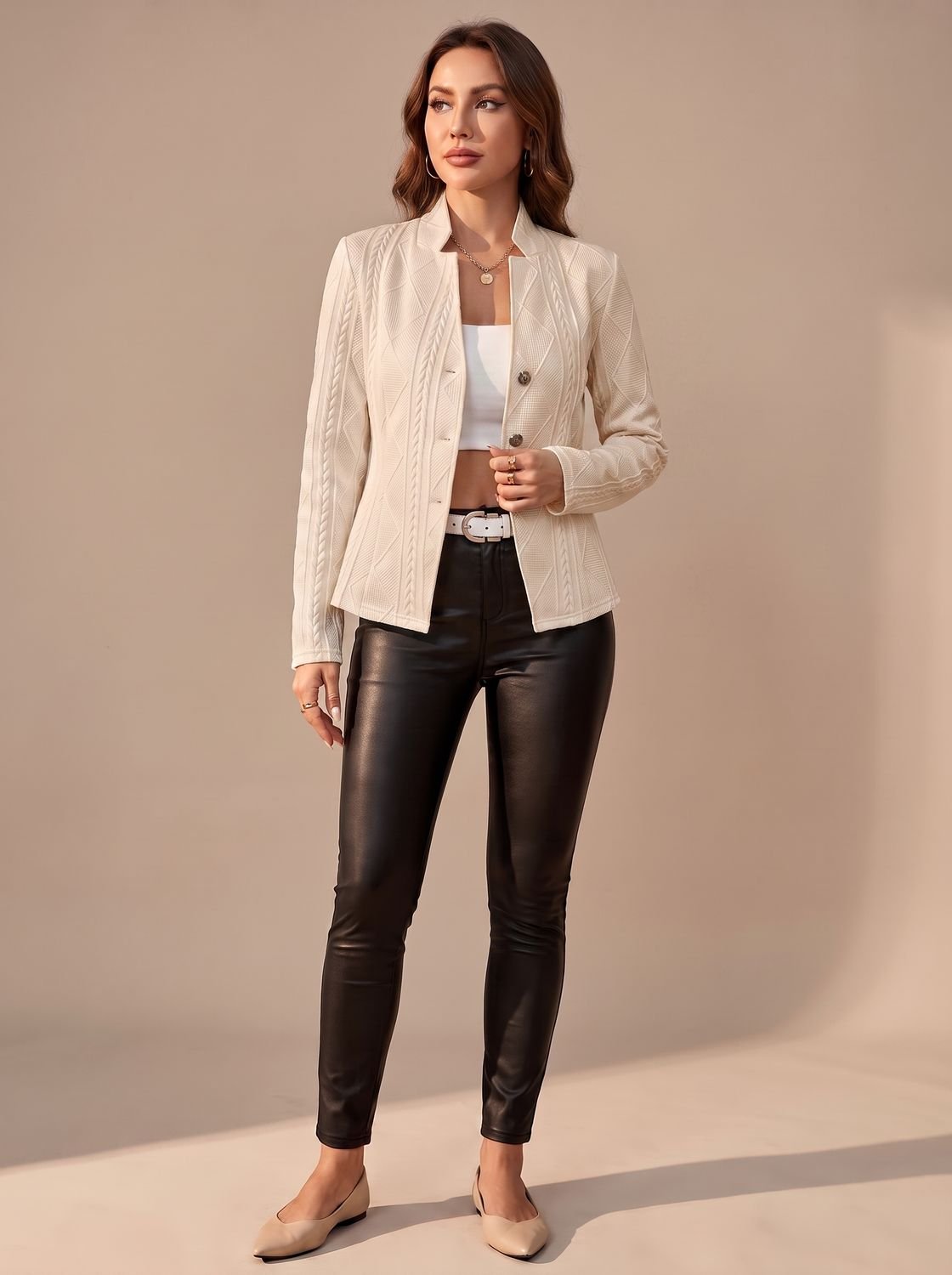 Women's Textured Cable-Knit Button-Front Winter Coat - Pink