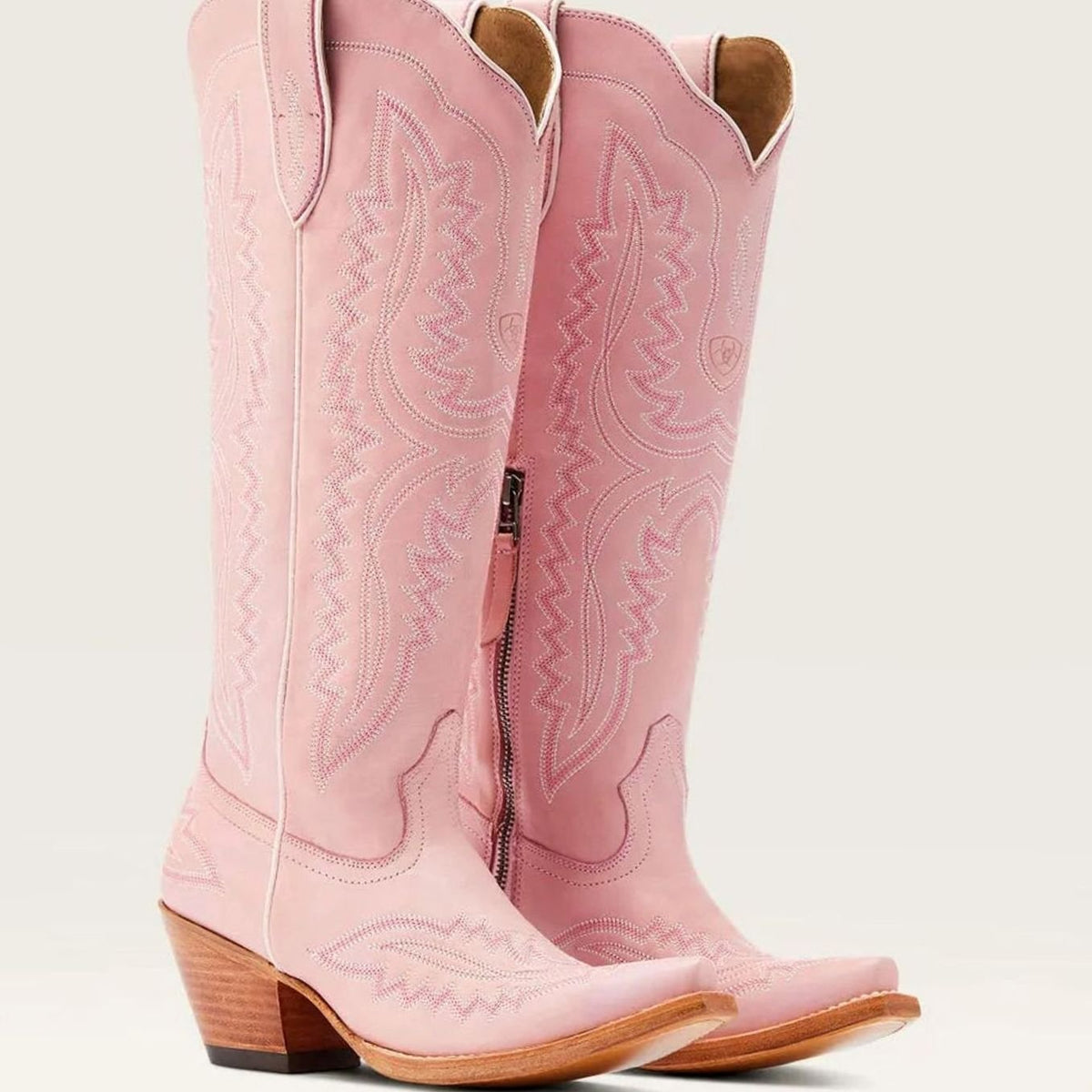 Women's Embroidered Knee-High Western Cowboy Boots - Pink