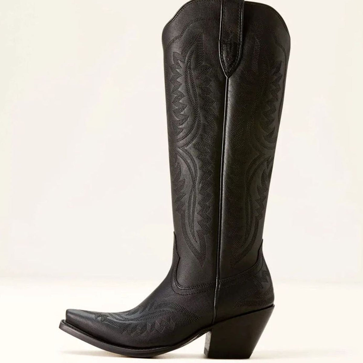 Women's Embroidered Knee-High Western Cowboy Boots - Black