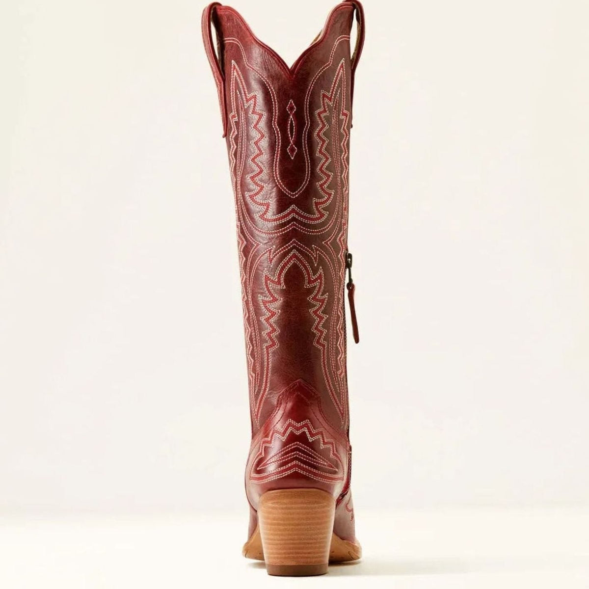 Women's Embroidered Knee-High Western Cowboy Boots - Bordeaux