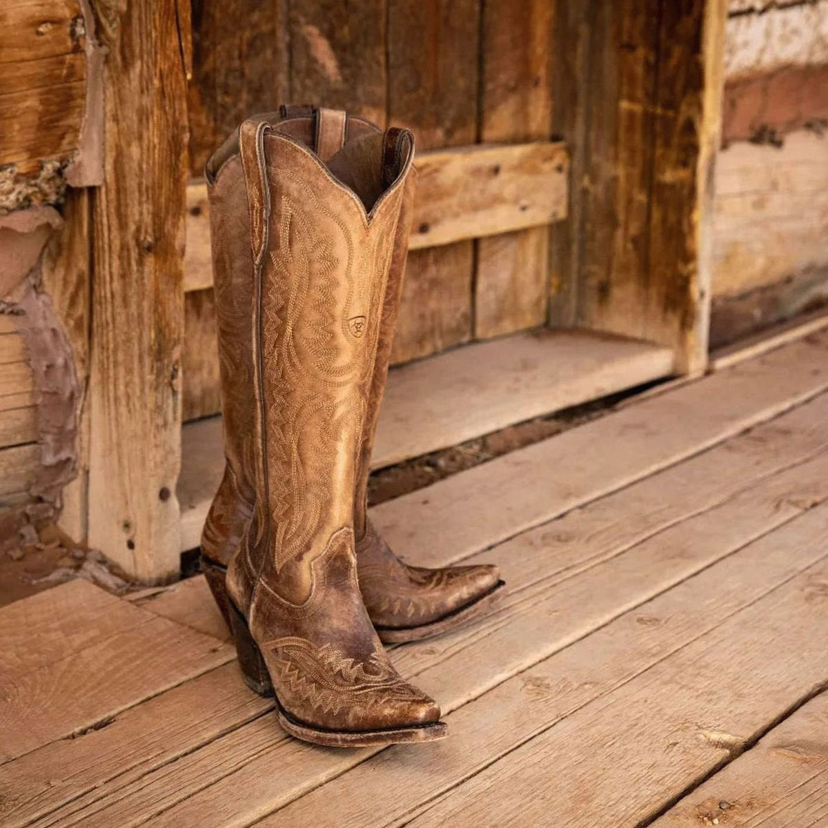 Women's Embroidered Knee-High Western Cowboy Boots - Dark Brown