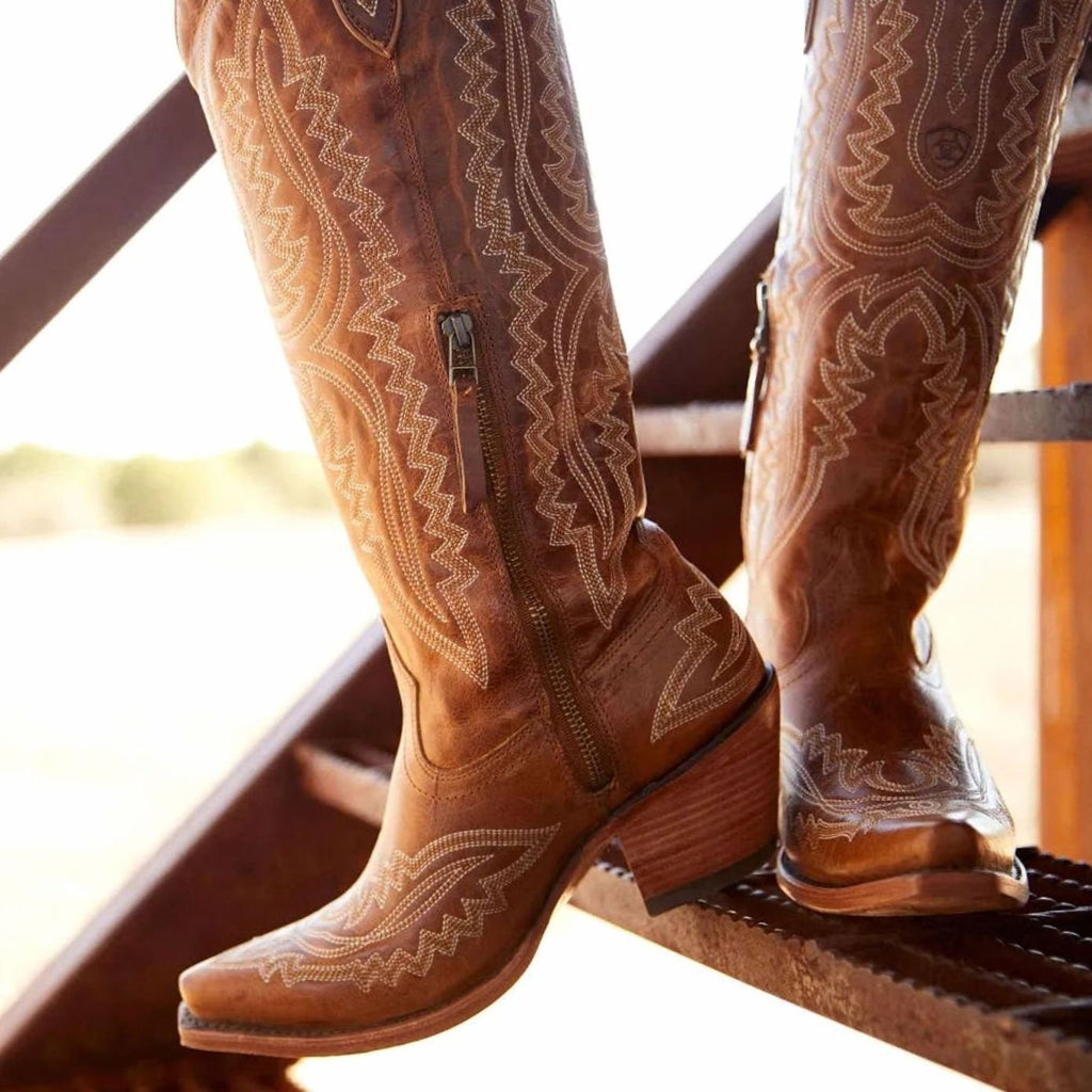 Women's Embroidered Knee-High Western Cowboy Boots