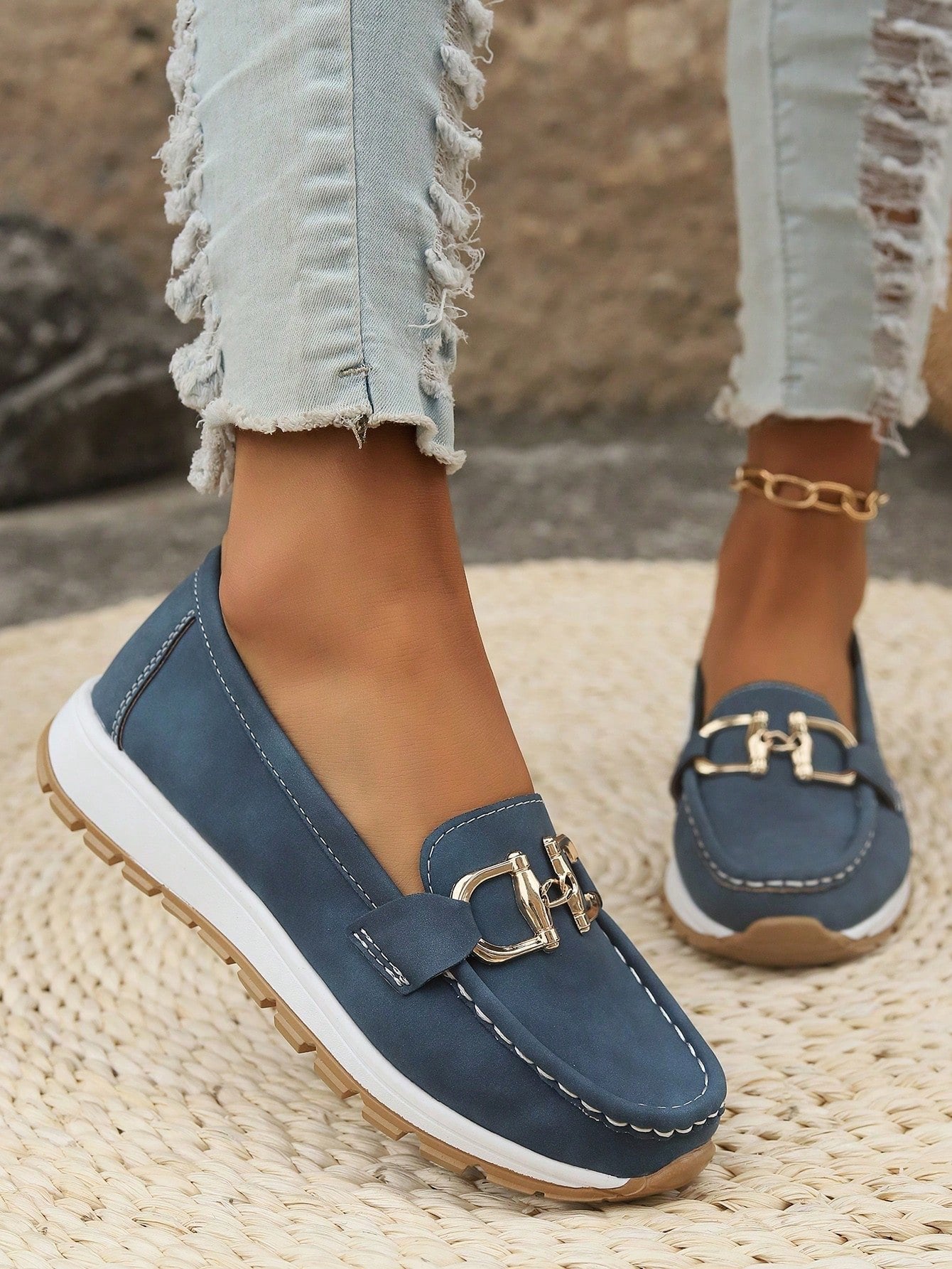 Women's Slip-On Buckle Comfort Loafers