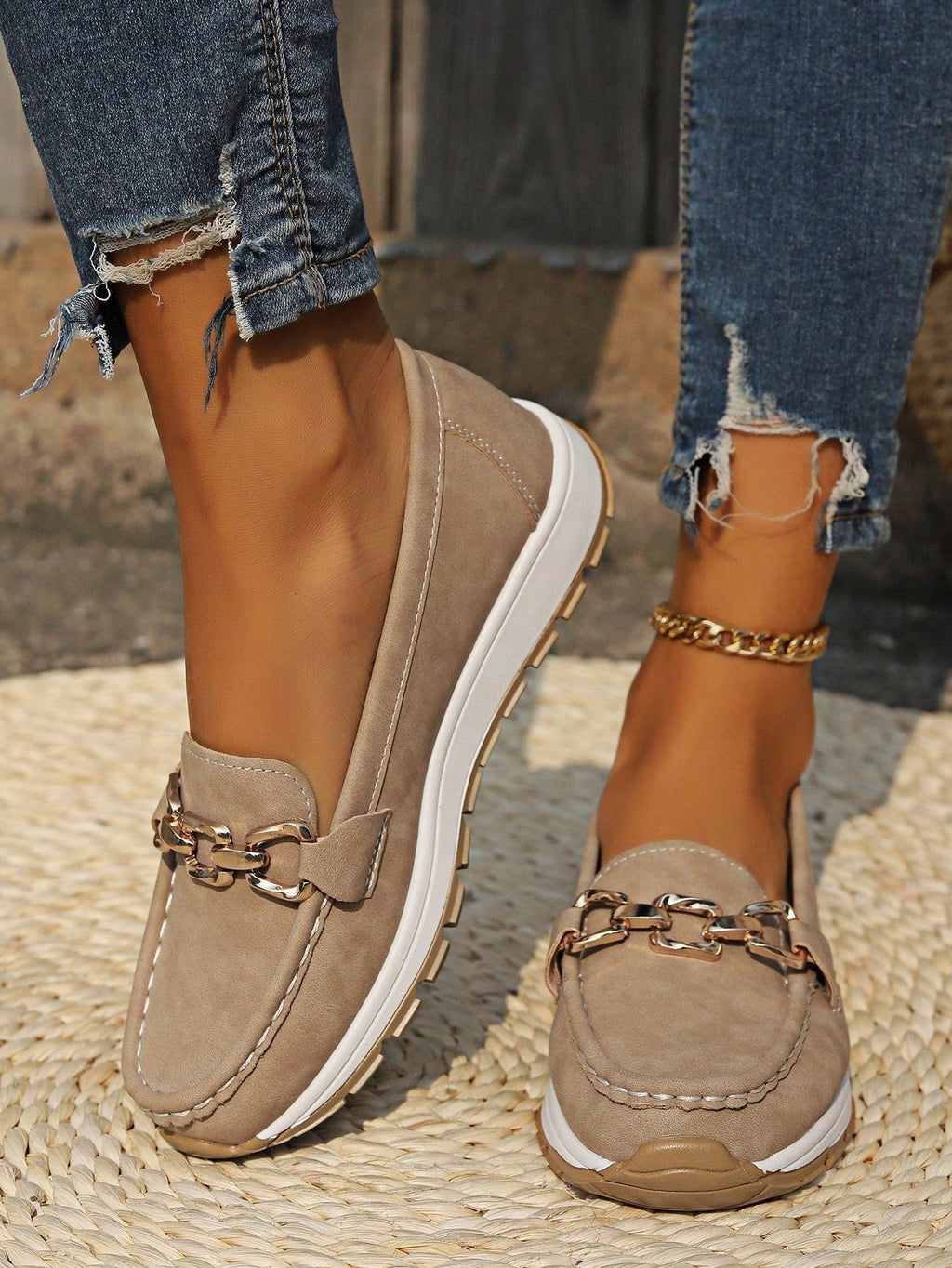 Women's Slip-On Buckle Comfort Loafers