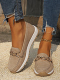 Women's Slip-On Buckle Comfort Loafers - Khaki