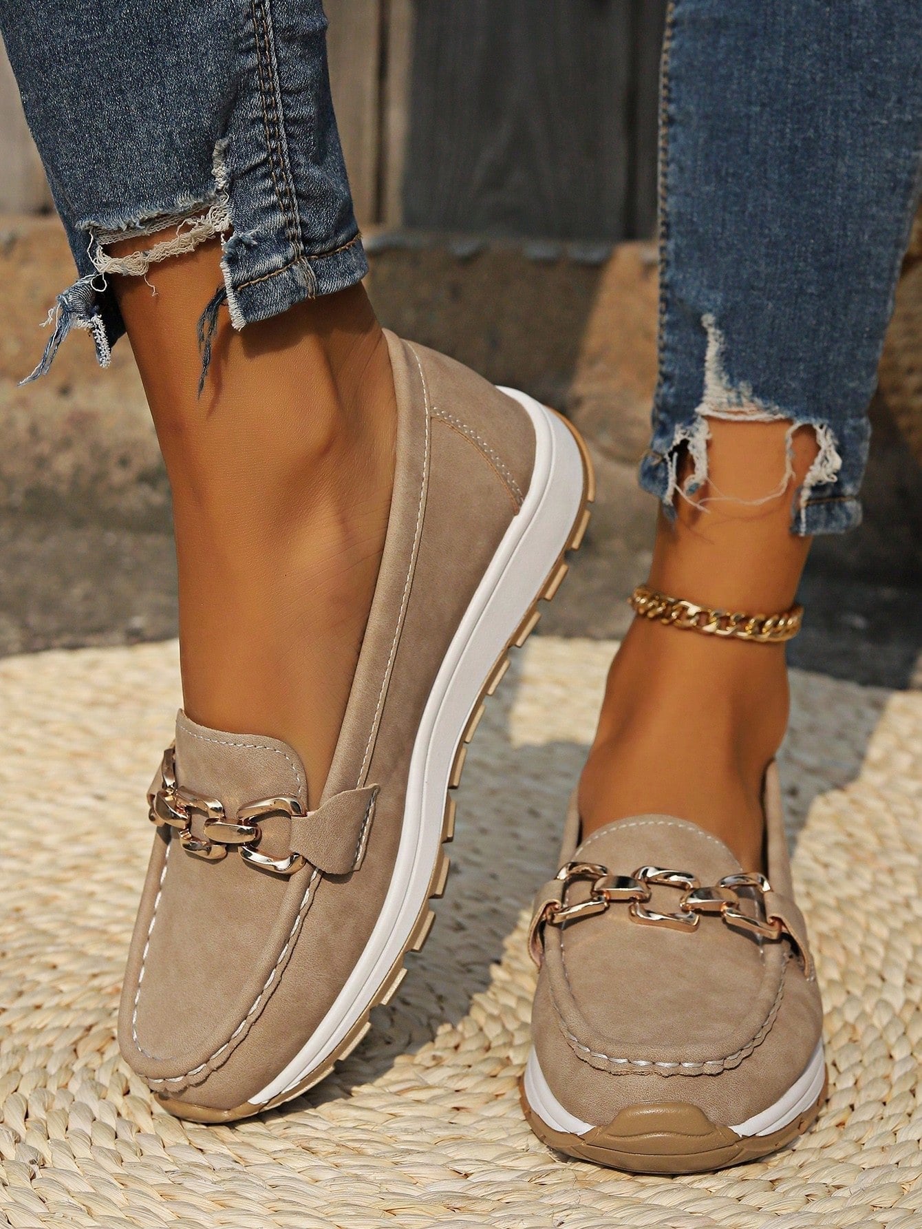 Women's Slip-On Buckle Comfort Loafers