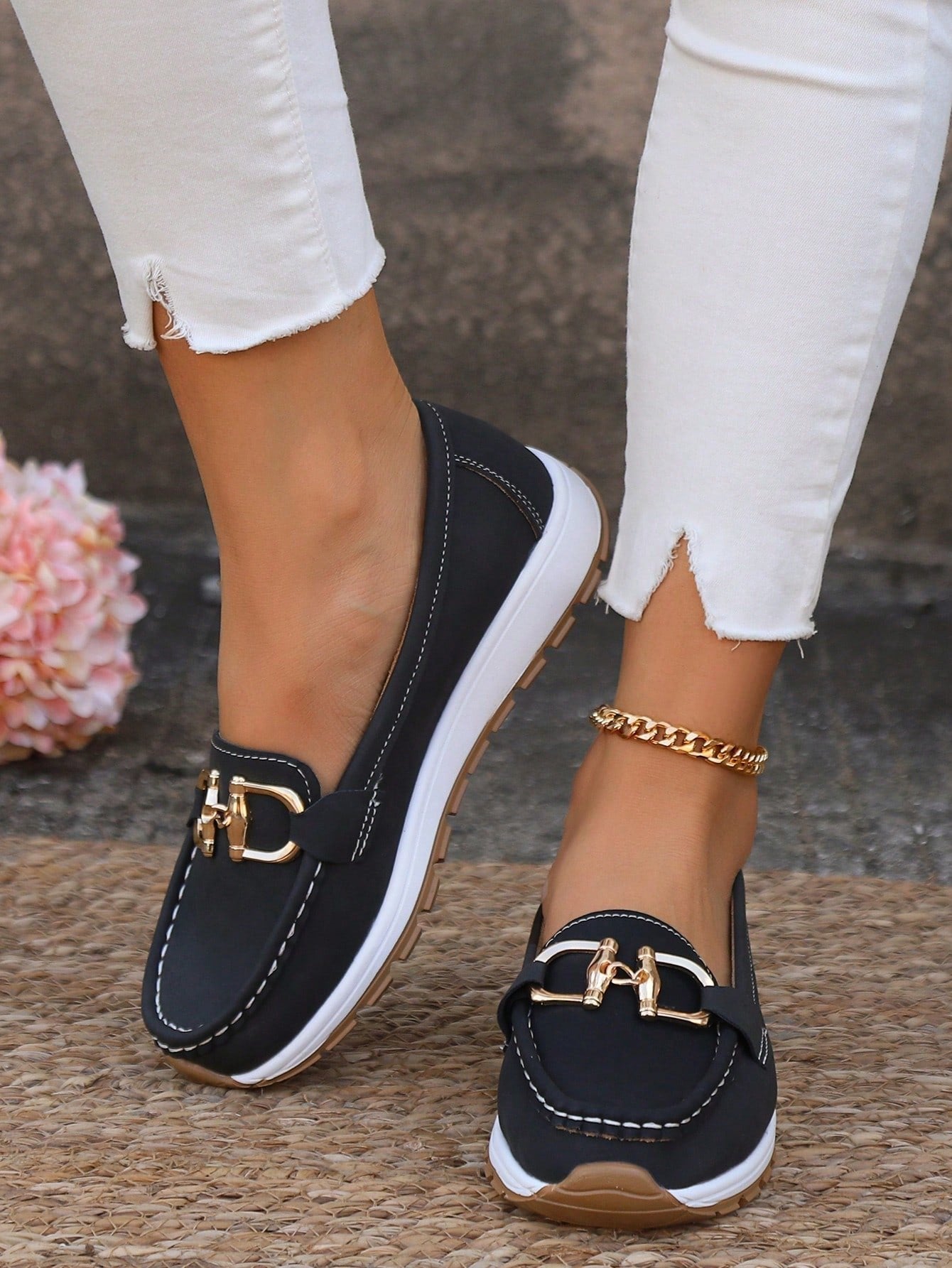 Women's Slip-On Buckle Comfort Loafers