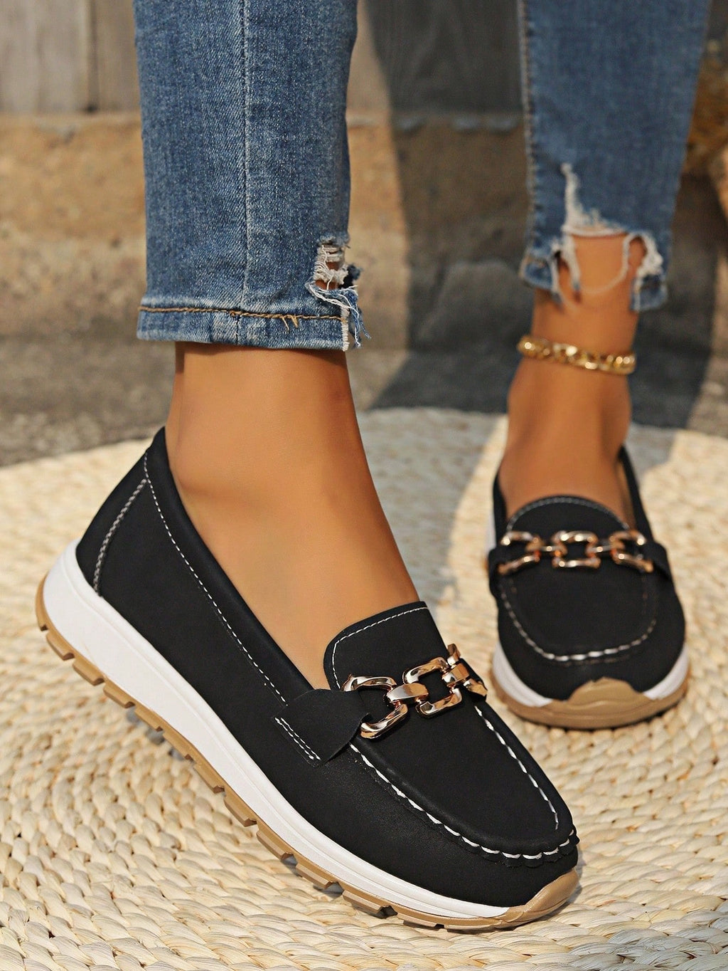 Women's Slip-On Buckle Comfort Loafers