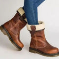Women's Sherpa-Lined Slip-On Winter Boots - Brown