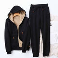 Women's Sherpa-Lined Hoodie and Jogger Set - Black