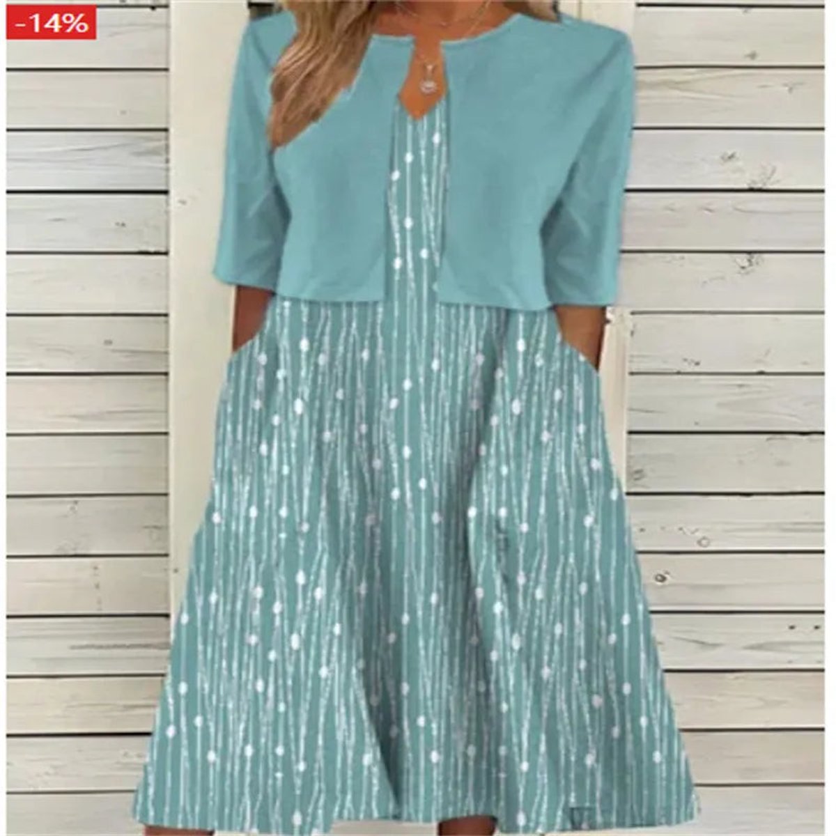 Women's Floral 3/4 Sleeve Two-Piece Midi Dress