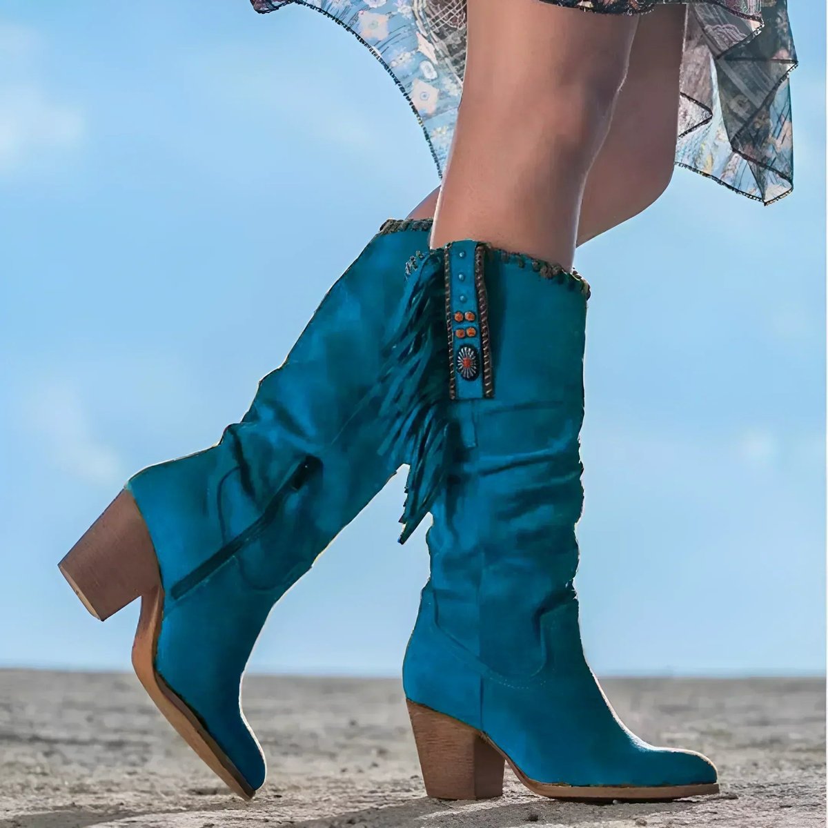 Women's Suede Western Knee High Boots