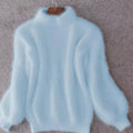 Women's Fuzzy Angora-Blend Turtleneck Sweater - Blue