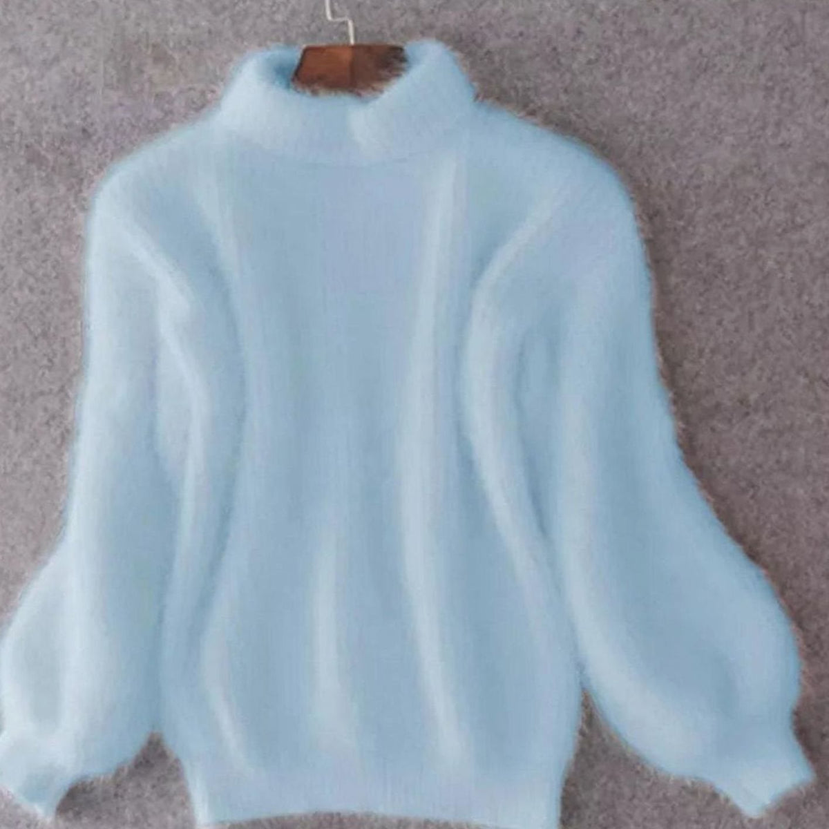 Women's Fuzzy Angora-Blend Turtleneck Sweater - Blue