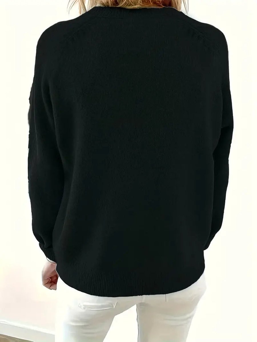 Women's V-Neck Half-Button Knit Sweater