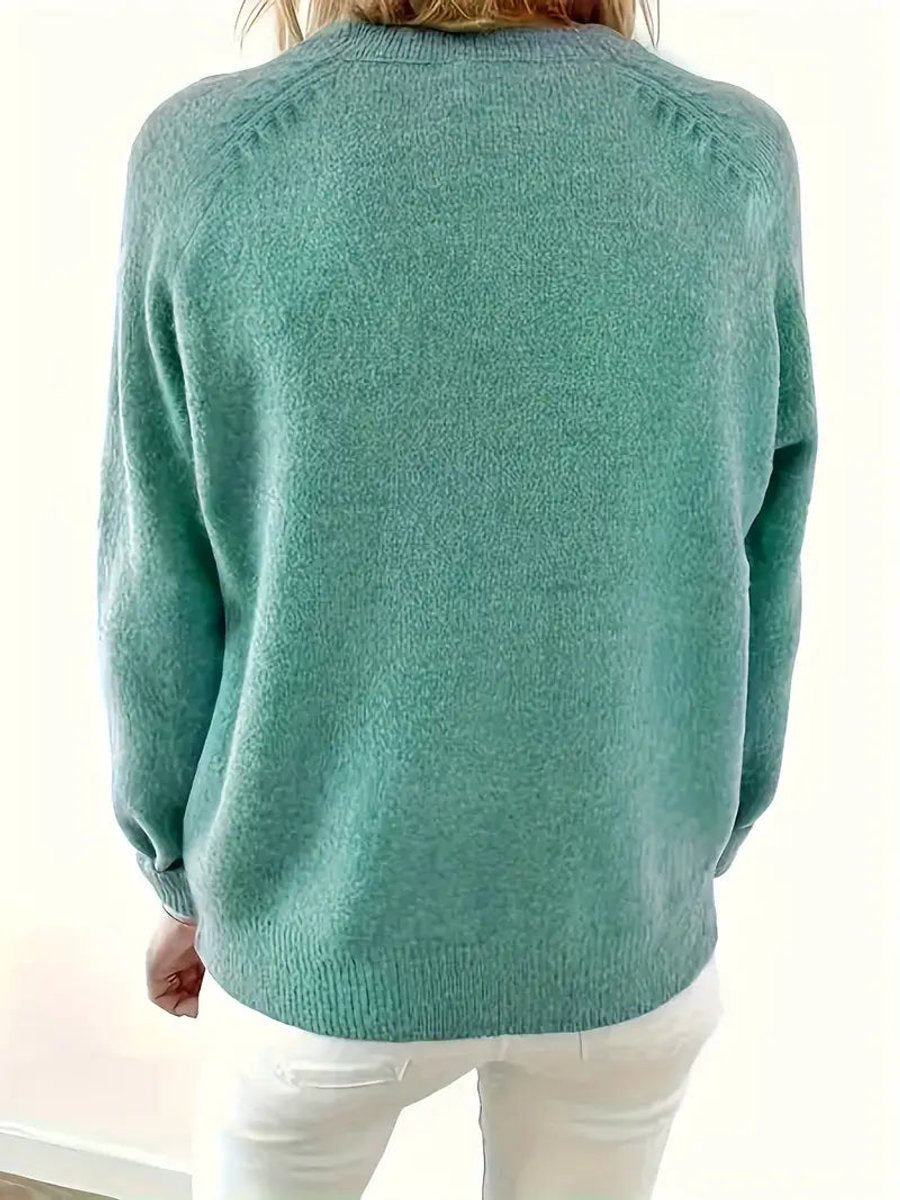 Women's V-Neck Half-Button Knit Sweater