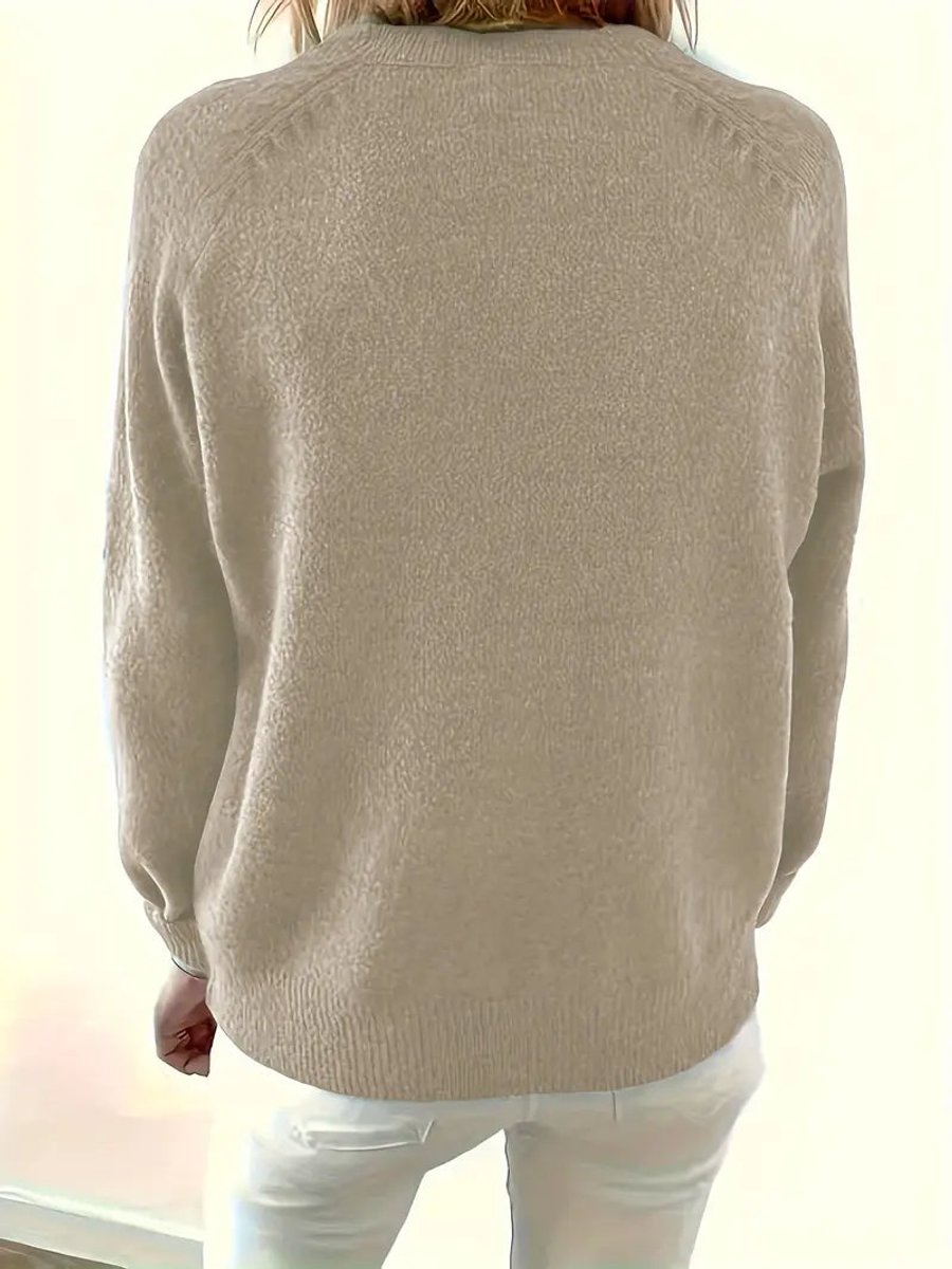 Women's V-Neck Half-Button Knit Sweater
