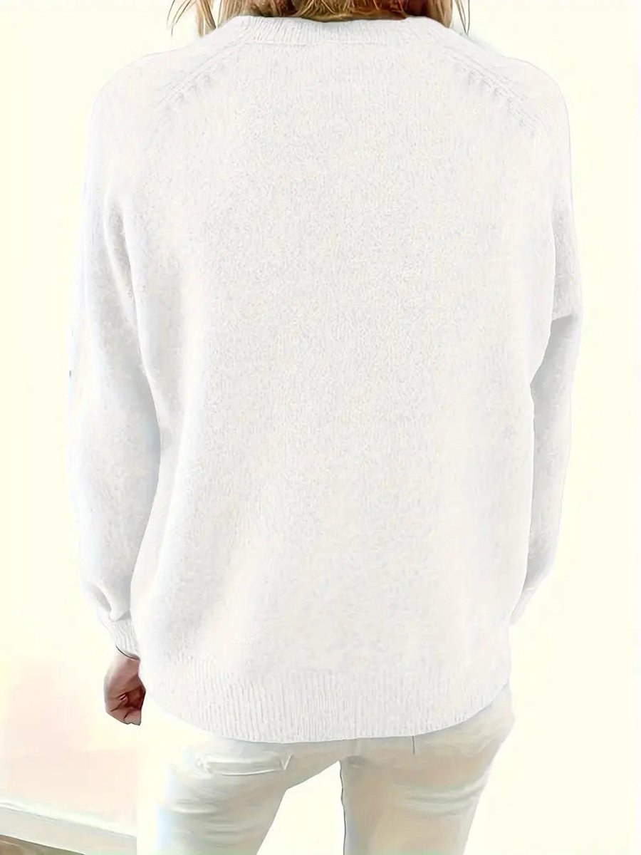 Women's V-Neck Half-Button Knit Sweater