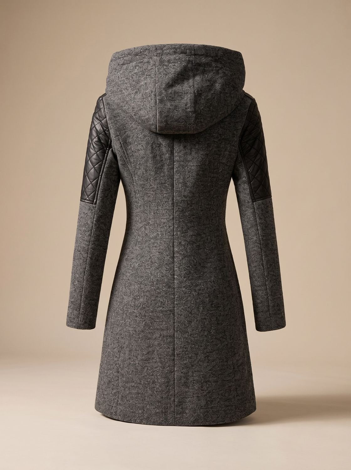 Women's Hooded Wool-Blend Quilted Coat - Red