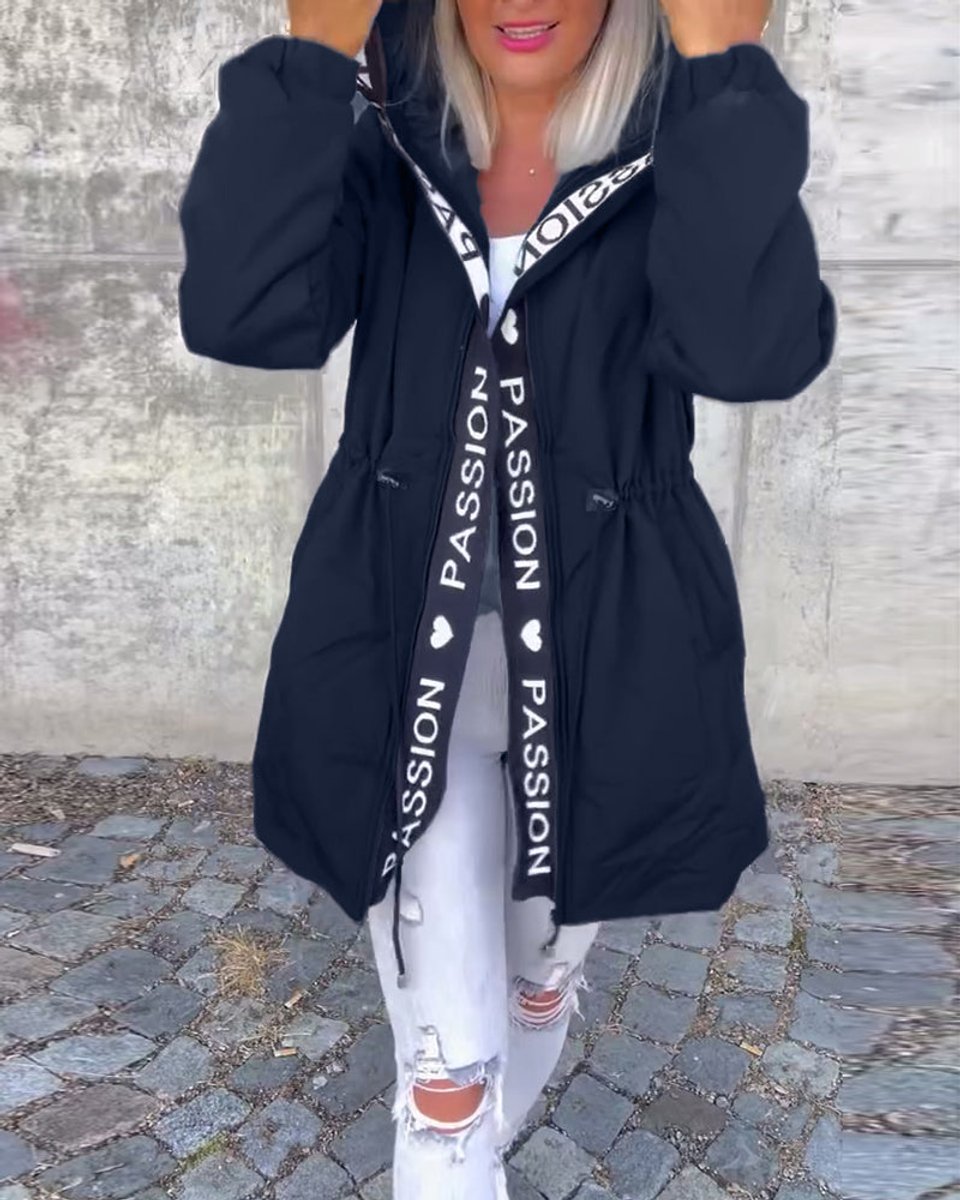 Women's Hooded Midi Parka Coat - Navy Blue