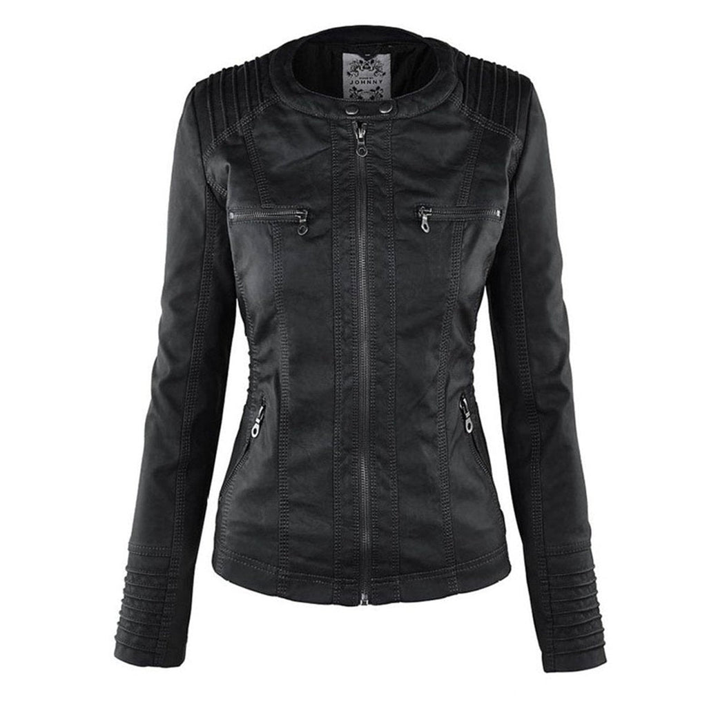 Women's Hooded Faux Leather Moto Coat