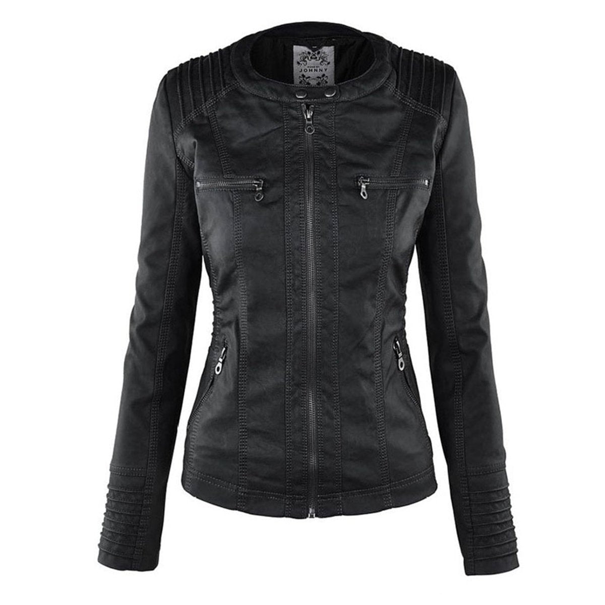 Women's Hooded Faux Leather Moto Coat