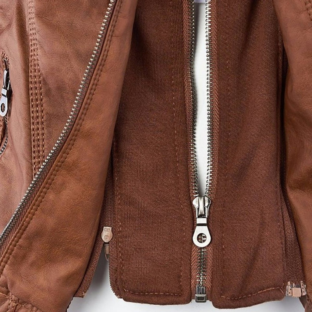 Women's Hooded Faux Leather Moto Coat