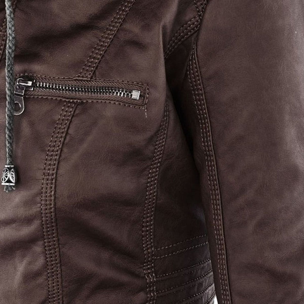 Women's Hooded Faux Leather Moto Coat