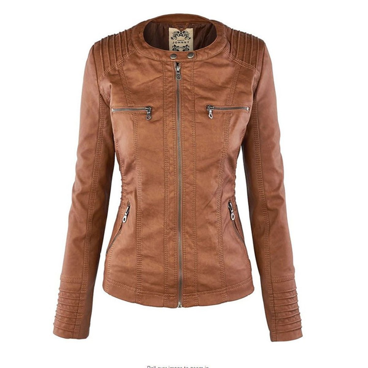 Women's Hooded Faux Leather Moto Coat