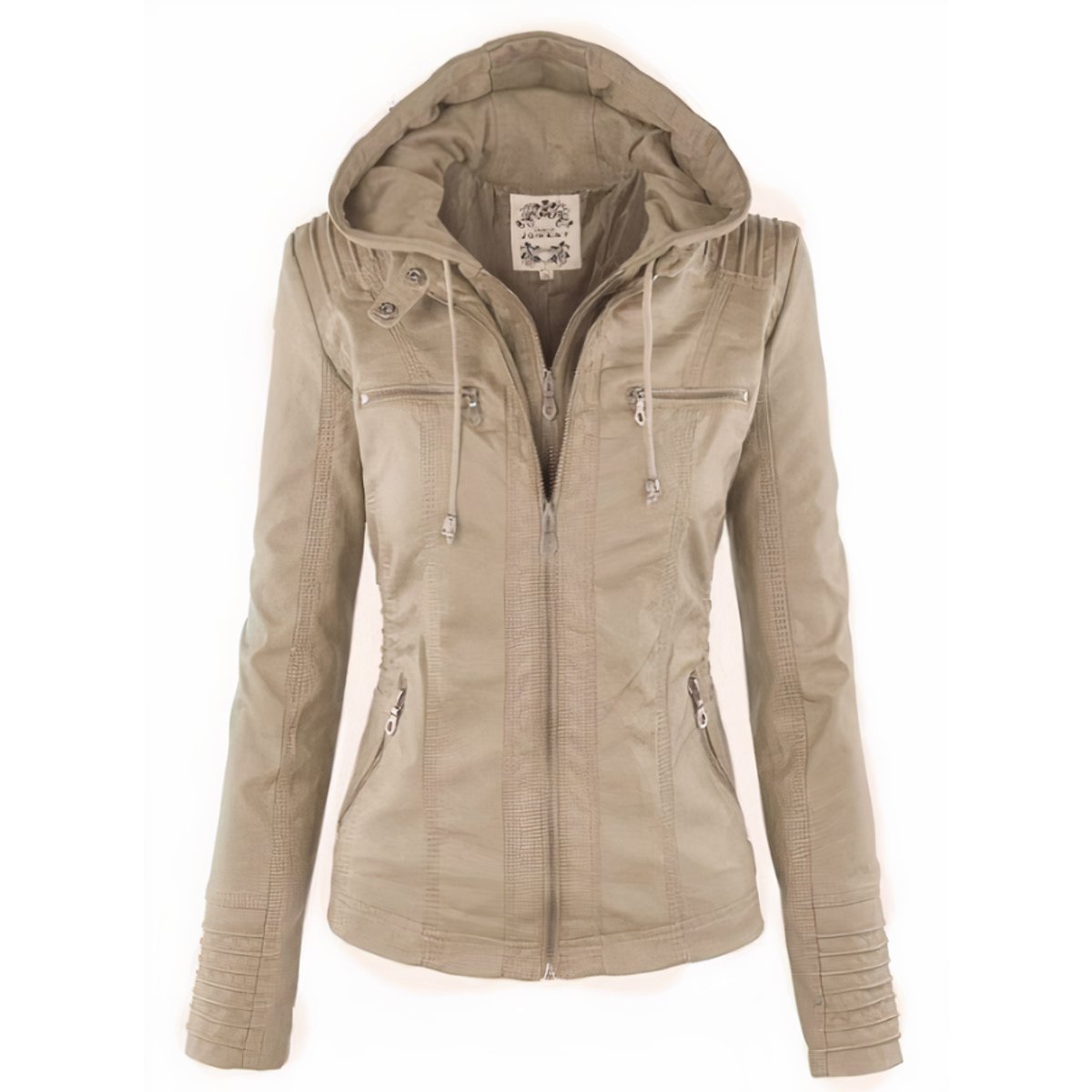 Women's Hooded Moto Faux Leather Jacket