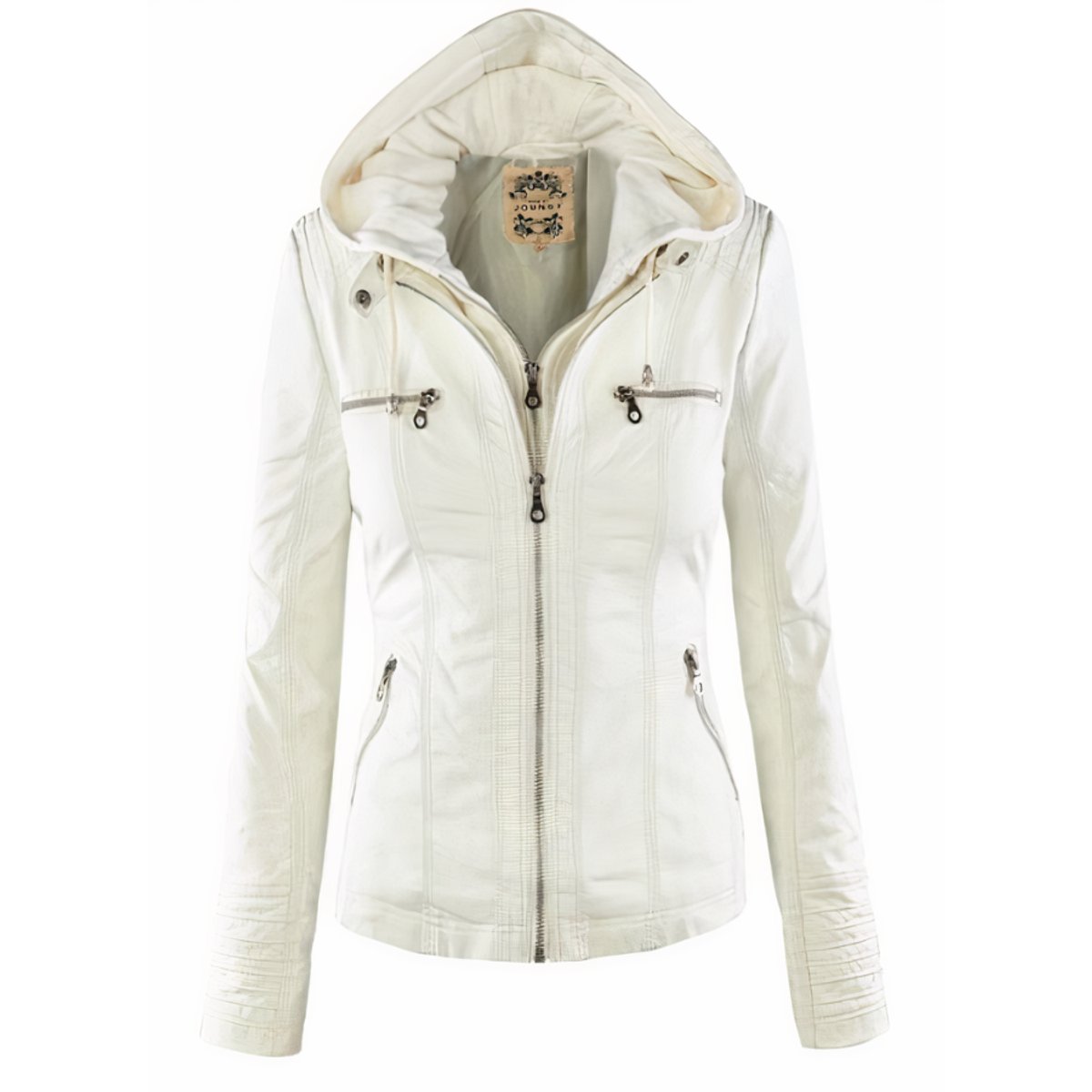 Women's Hooded Moto Faux Leather Jacket