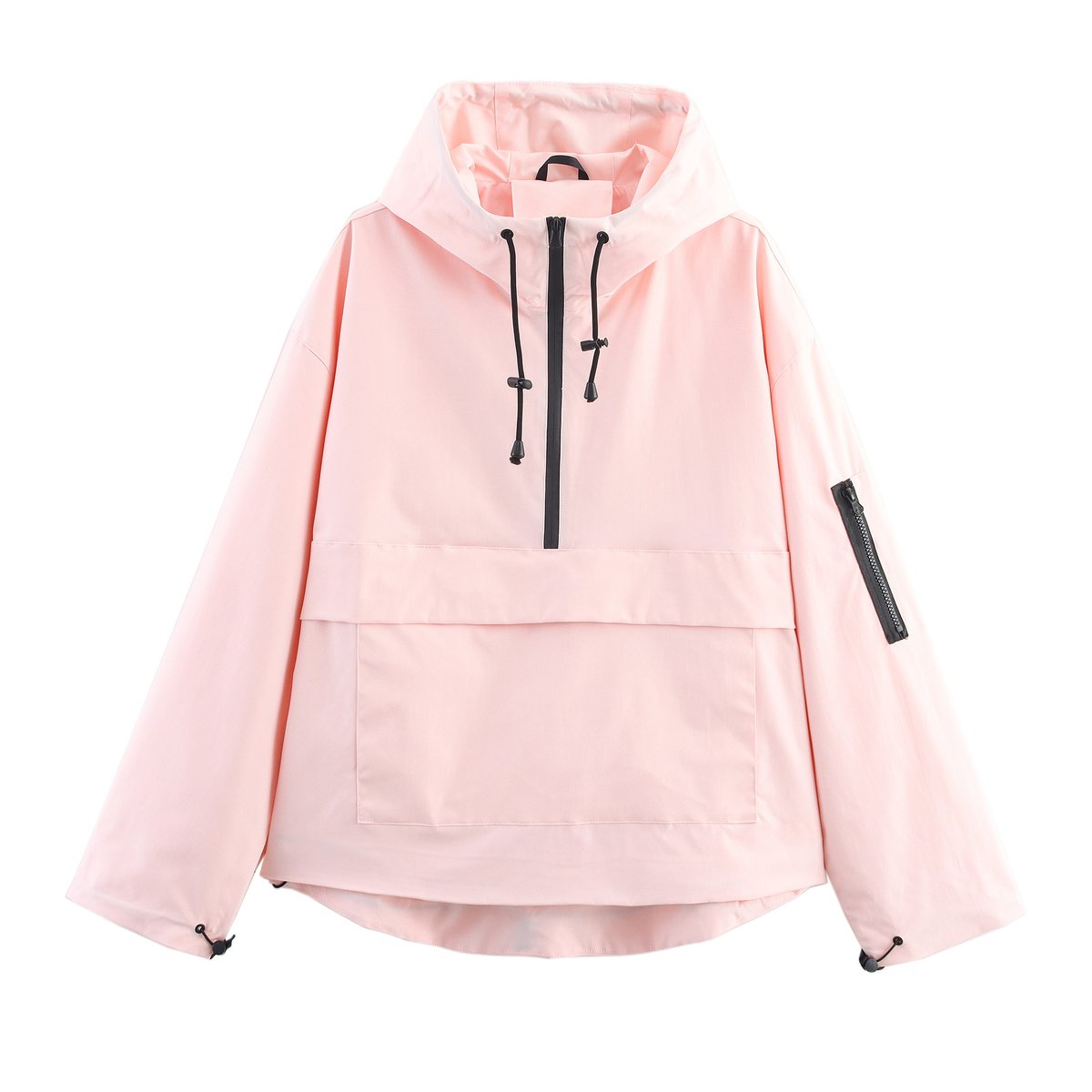 Women's Quilted Half-Zip Anorak Jacket - Light Pink