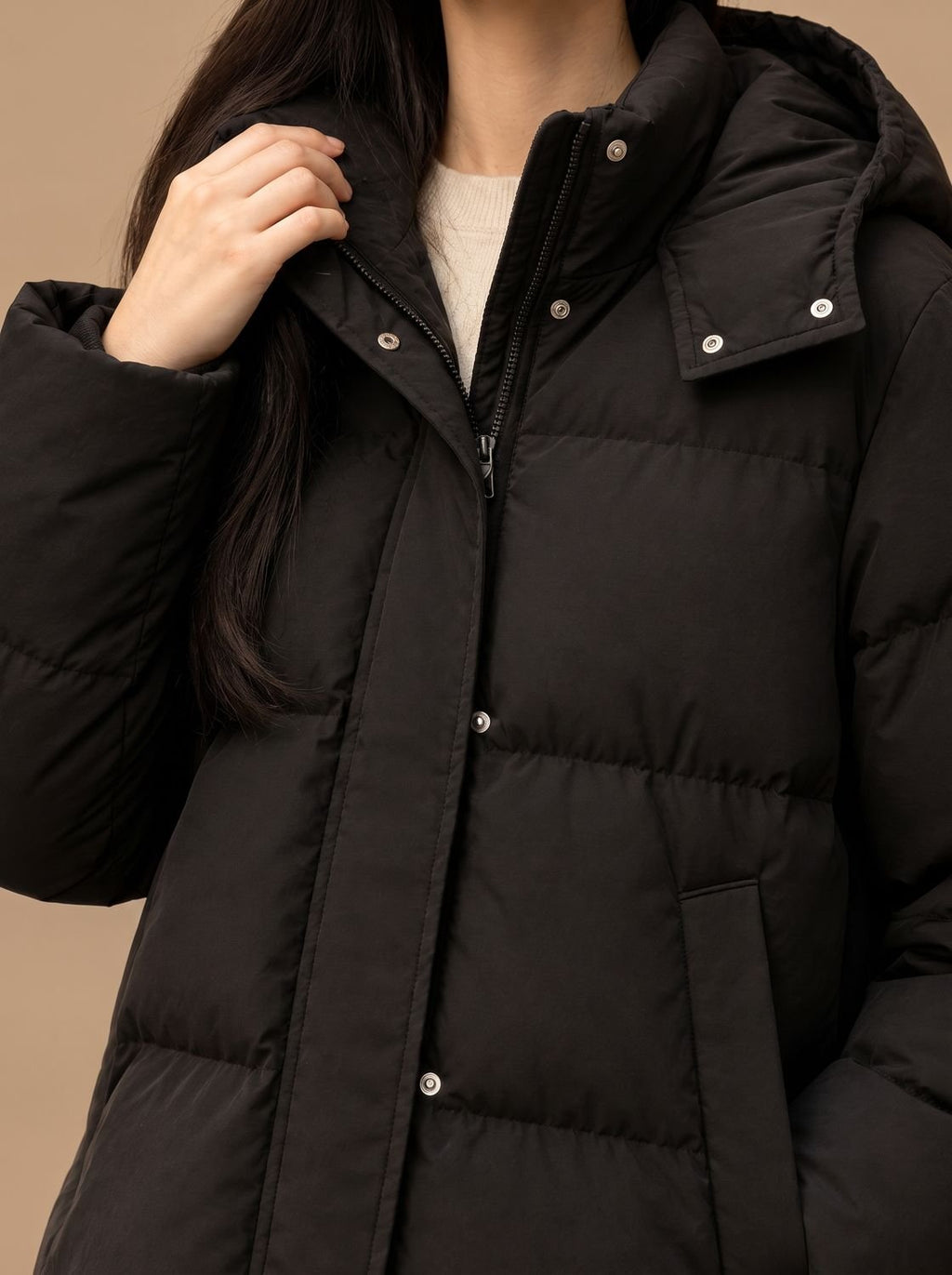 Women's Loose Fit Hooded Quilted Down Puffer Jacket