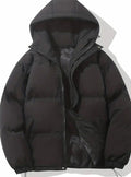 Women's Oversized Channel-Quilted Hooded Puffer Jacket - Black