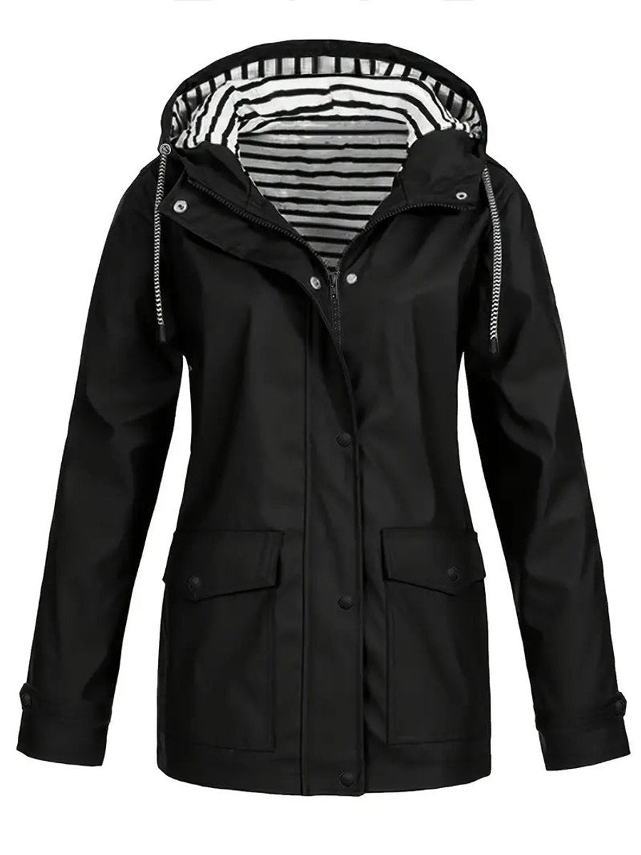Women's Hooded Waterproof Zip-Up Rain Coat