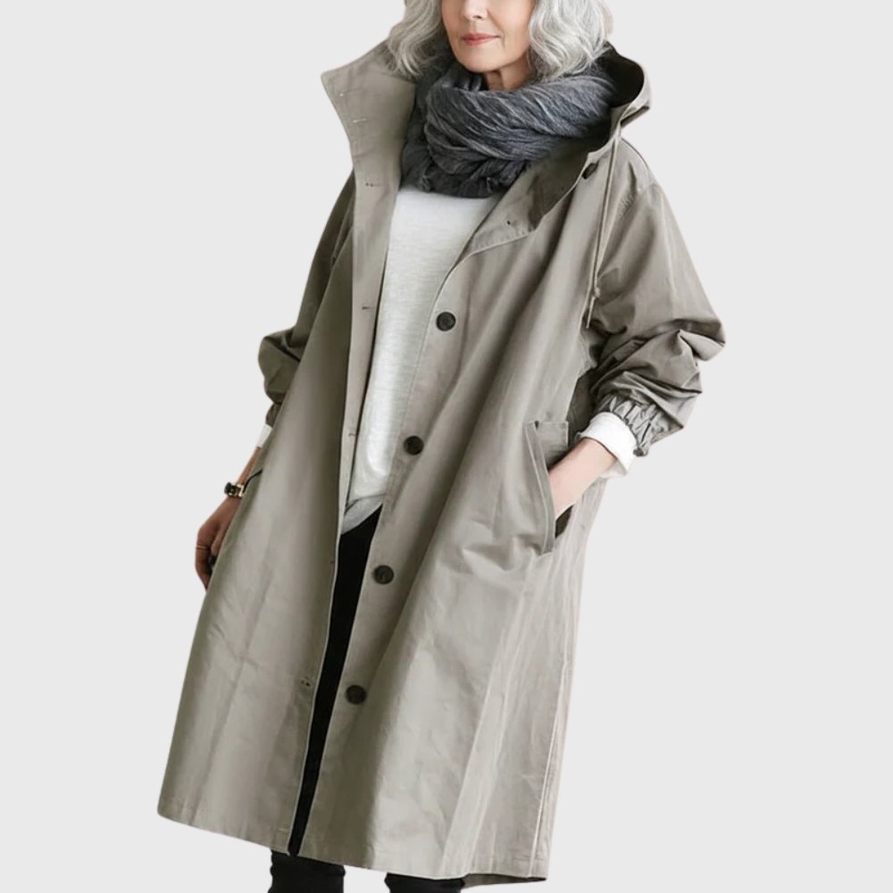Women's Hooded Waterproof Trench Coat