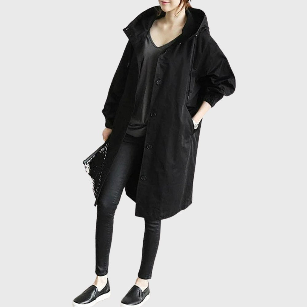 Women's Hooded Waterproof Trench Coat