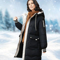 Women's Insulated Hooded Mid-Length Puffer Coat - Black