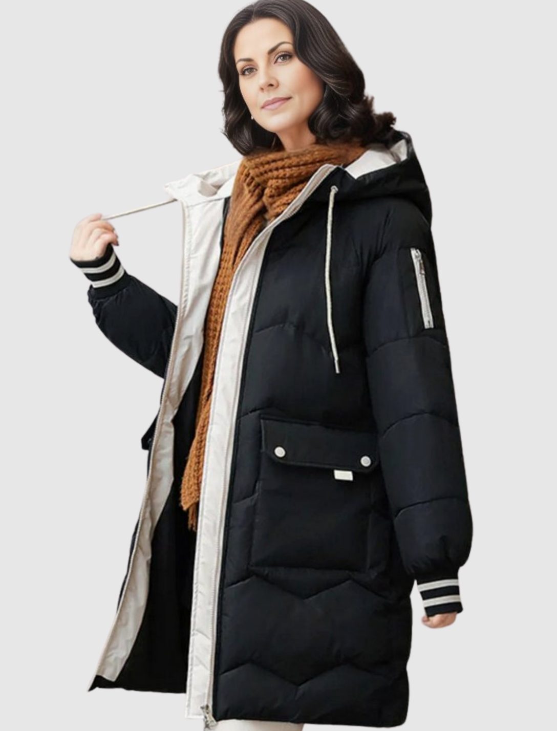 Women's Insulated Hooded Mid-Length Puffer Coat - White