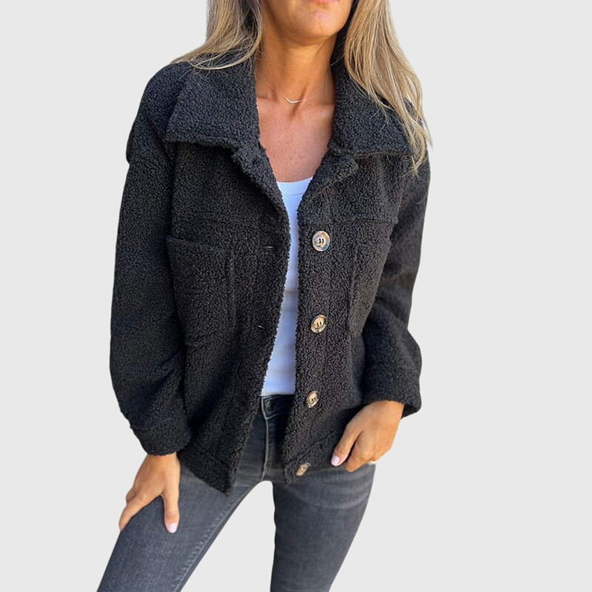 Women's Sherpa Fleece Button-Front Jacket