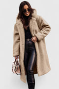 Women's Oversized Teddy Fleece Coat - Beige