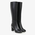 Women's Knee-High Block Heel Side-Zip Boots - White