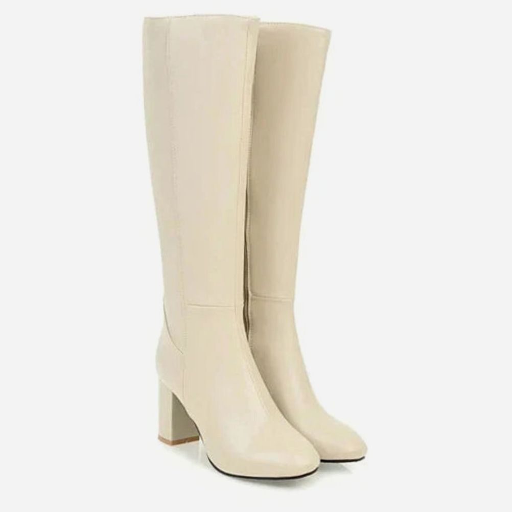 Women's Knee-High Block Heel Side-Zip Boots
