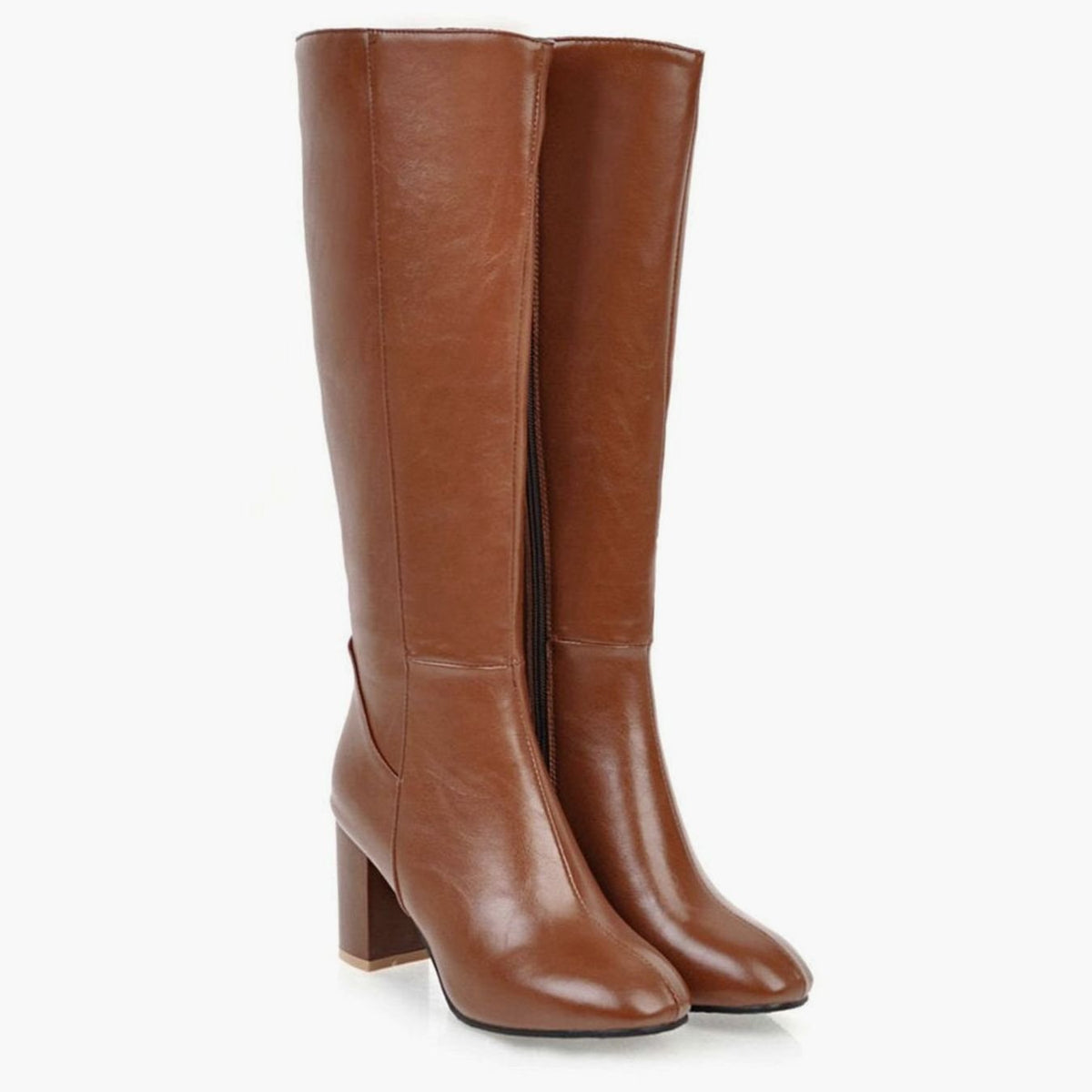 Women's Smooth Faux Leather Knee-High Boots