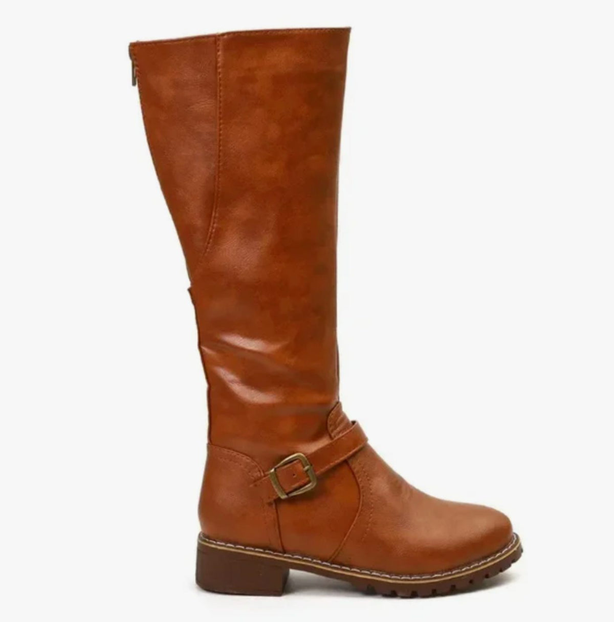 Women's Block Heel Leather Riding Boots