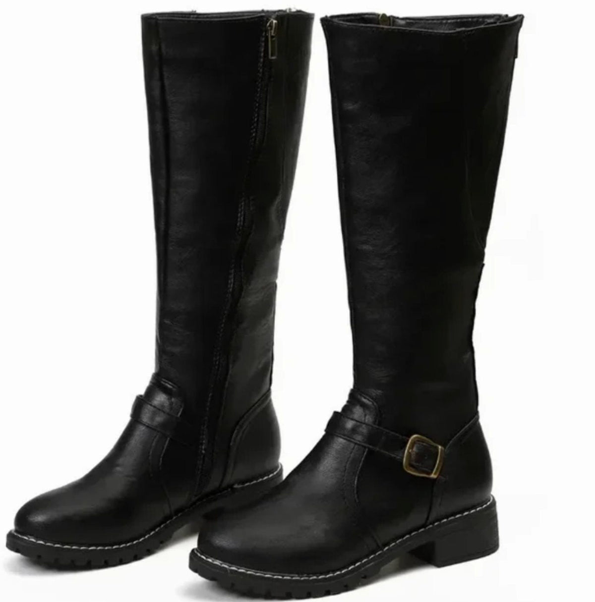 Women's Block Heel Leather Riding Boots