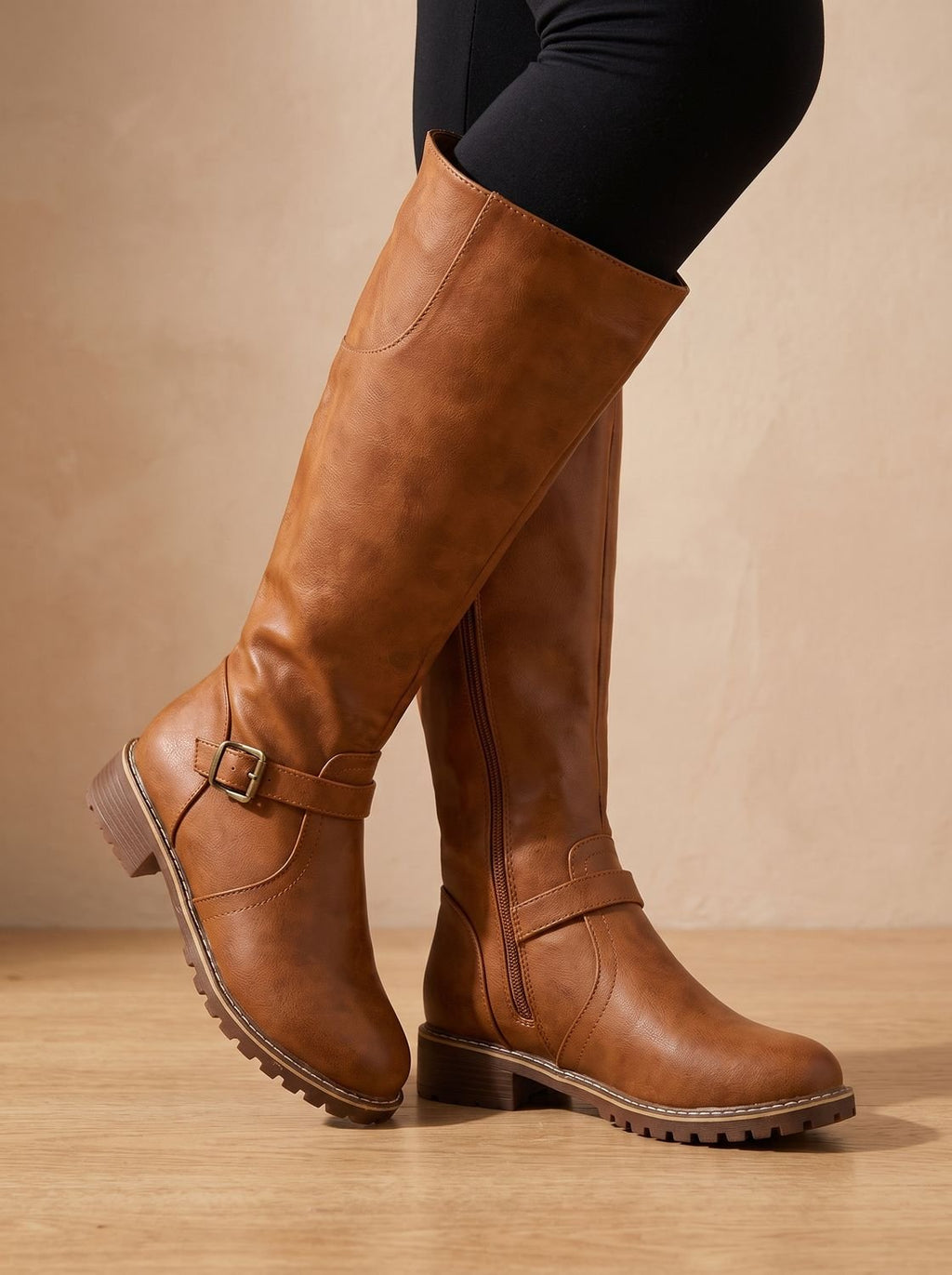Women's Knee-High Riding Boots with Removable Footbed