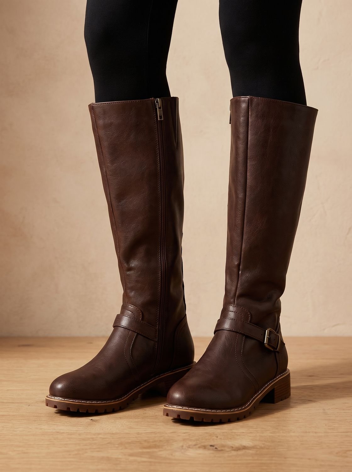 Women's Knee-High Riding Boots with Removable Footbed