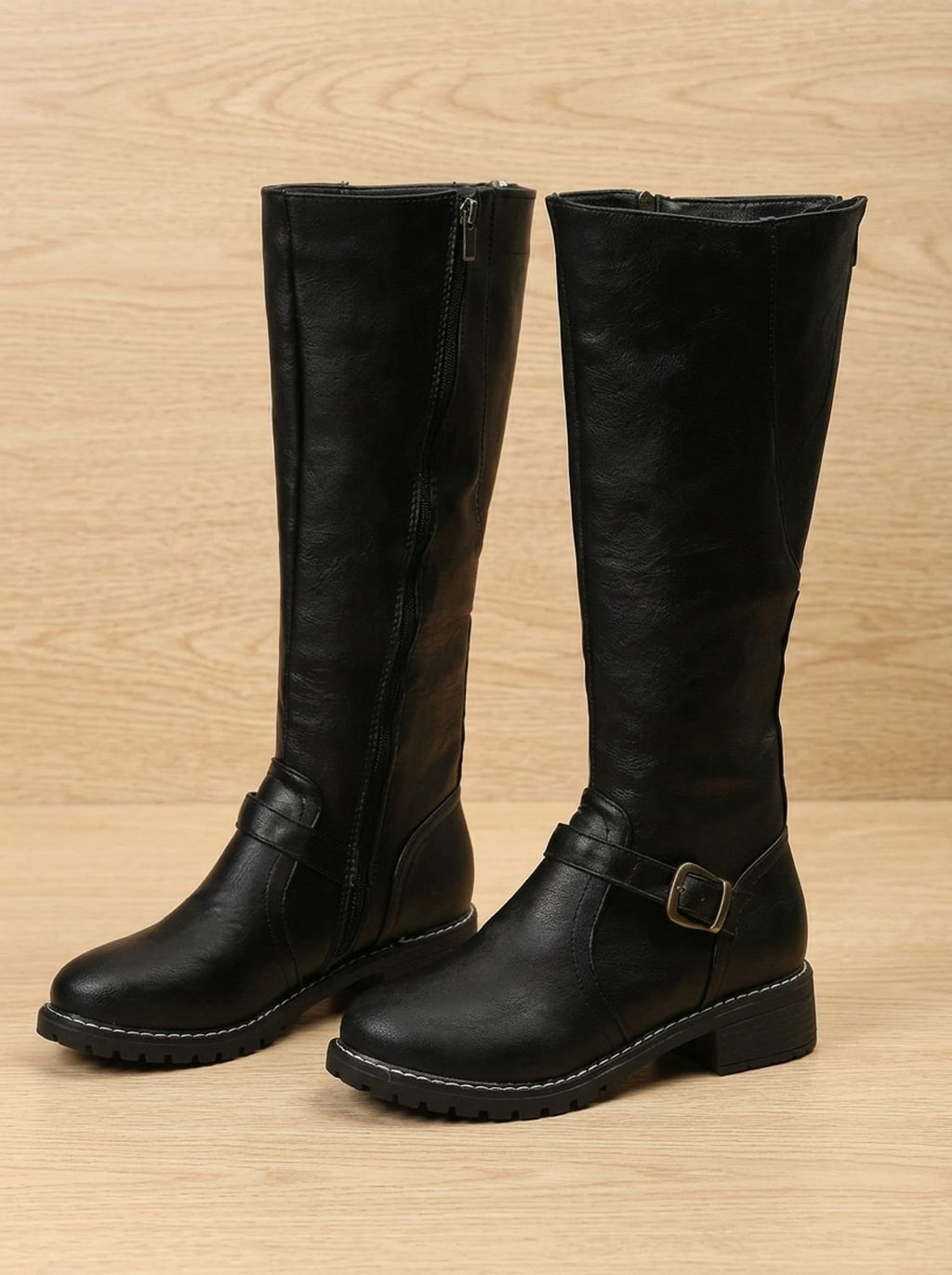 Women's Knee-High Riding Boots with Removable Footbed
