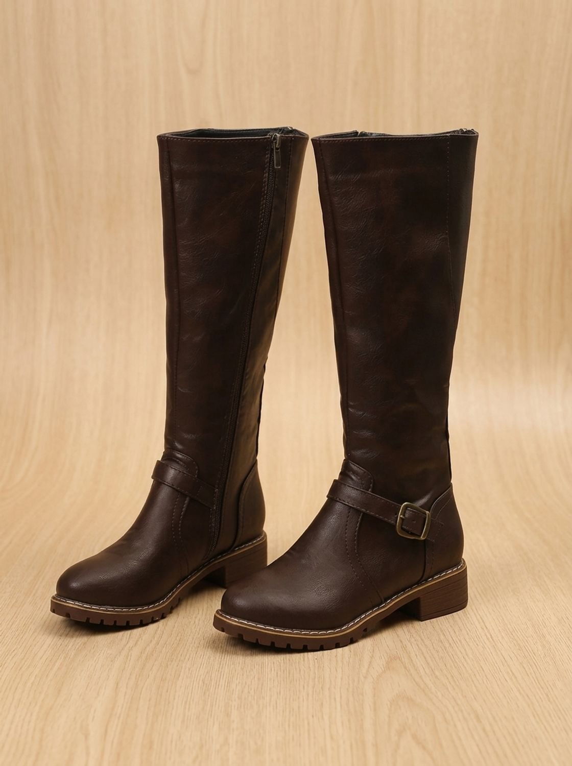 Women's Knee-High Riding Boots with Removable Footbed